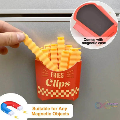 Cute French-Fries-Shaped Bag Clips With in a Magnetic Box (12 Pcs Set) - infinityexculsivestore.com