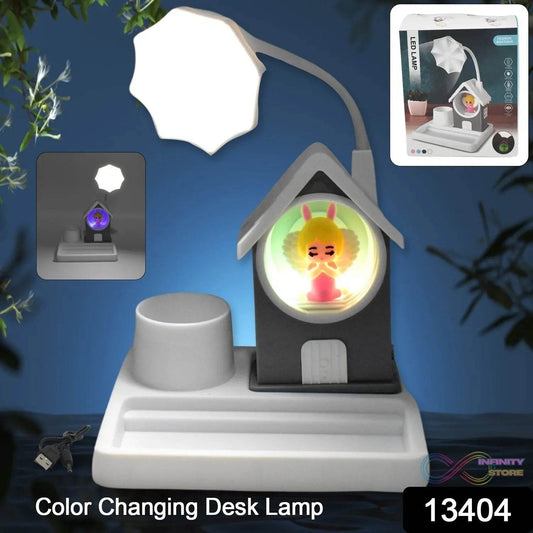 Cute Lovely Cartoon & Home Design With Plastic Base LED Desk Light, Multi Color Changes (1 Pc) - infinityexculsivestore.com