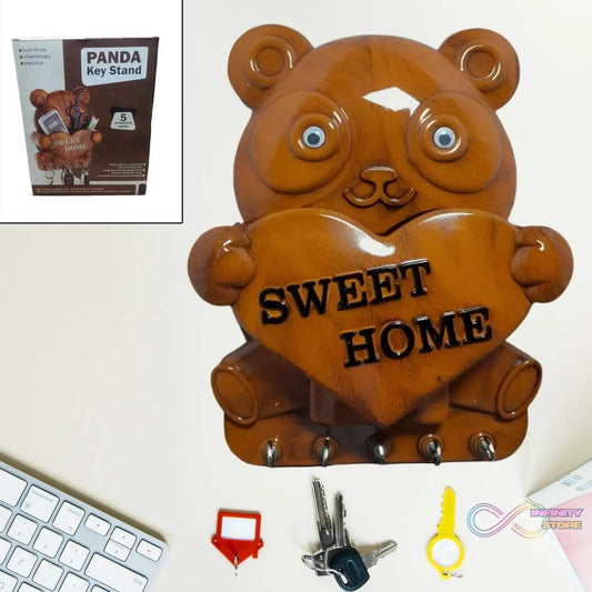 Cute Plastic Panda Key Holder, Wall Key Rack with 5 Hooks (1 Pc) - infinityexculsivestore.com