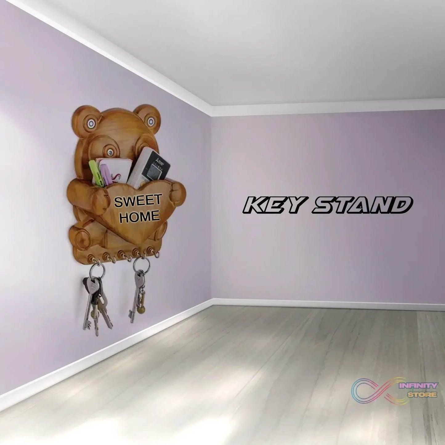 Cute Plastic Panda Key Holder, Wall Key Rack with 5 Hooks (1 Pc) - infinityexculsivestore.com