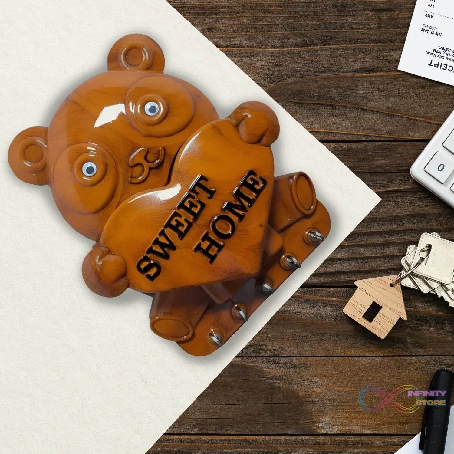 Cute Plastic Panda Key Holder, Wall Key Rack with 5 Hooks (1 Pc) - infinityexculsivestore.com