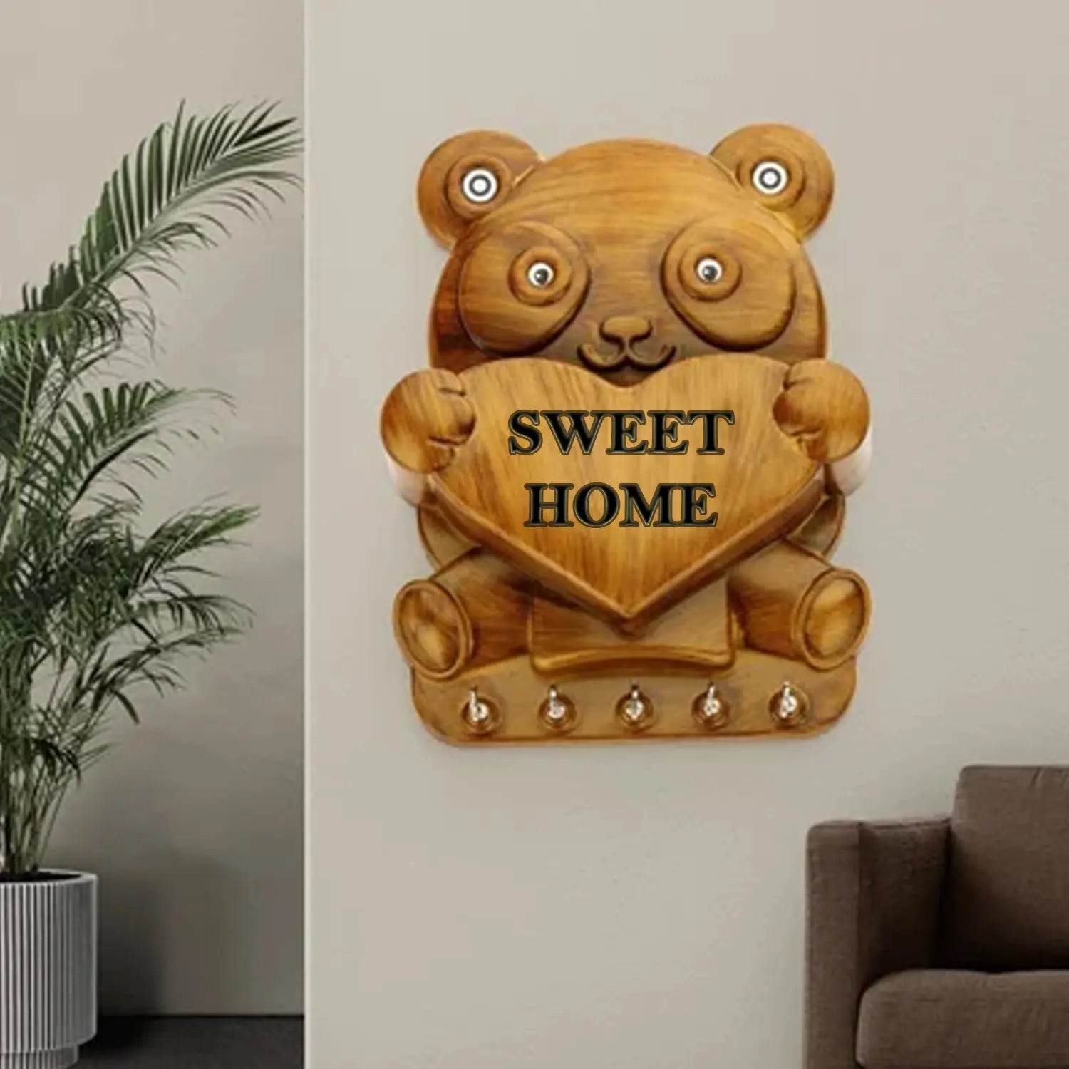 Cute Plastic Panda Key Holder, Wall Key Rack with 5 Hooks (1 Pc) - infinityexculsivestore.com