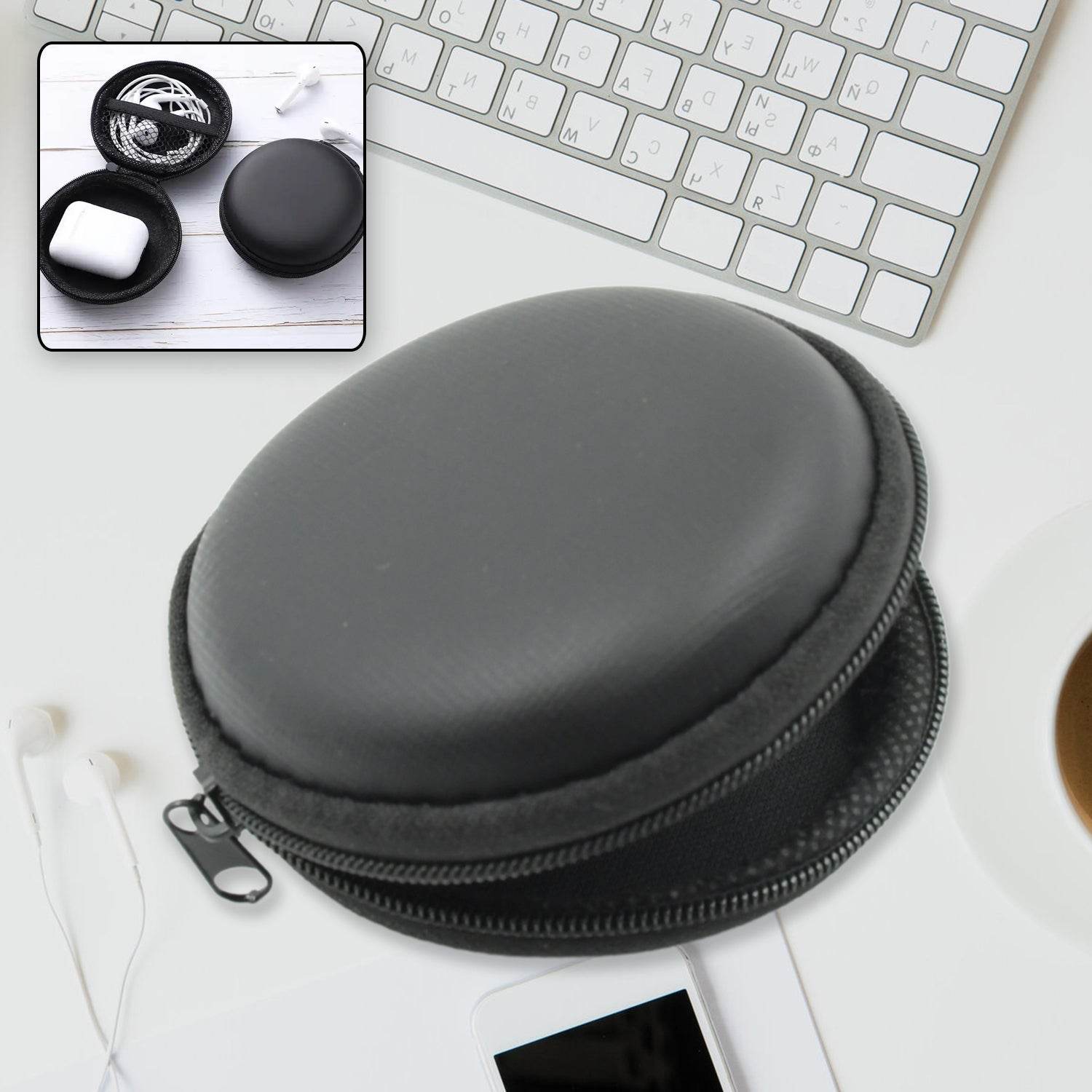 Cute Round Earphone Carrying Case - Multi-Use Pocket Pouch for Headphones, Cables, Coins, Airpods & More - infinityexculsivestore.com