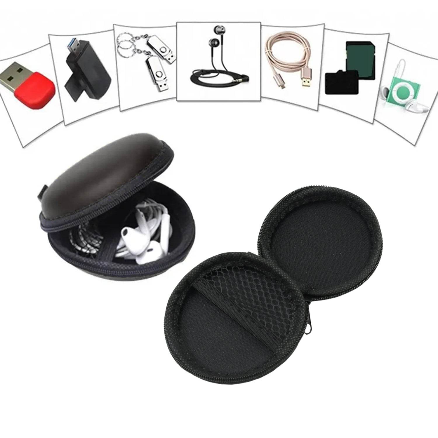 Cute Round Earphone Carrying Case - Multi-Use Pocket Pouch for Headphones, Cables, Coins, Airpods & More - infinityexculsivestore.com