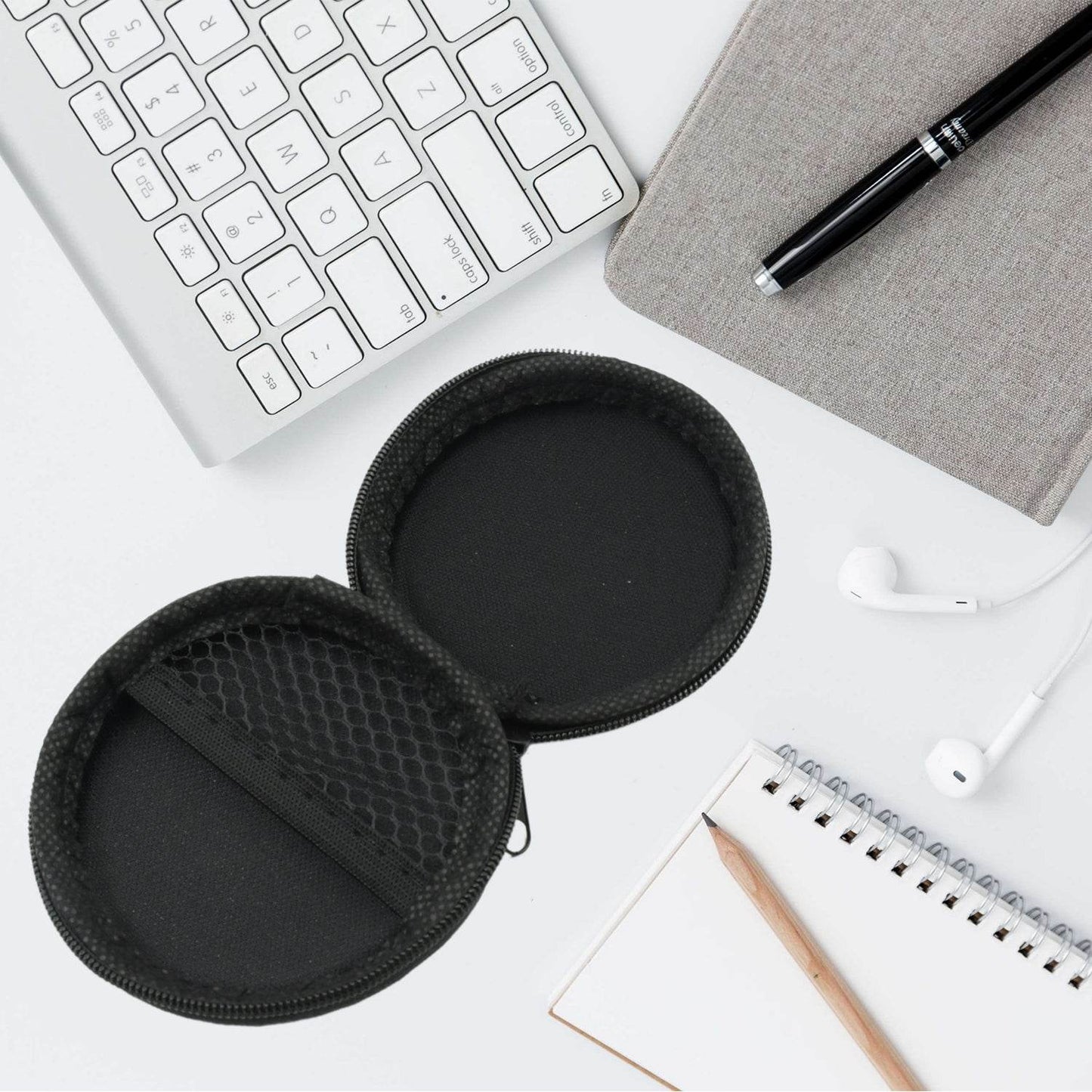 Cute Round Earphone Carrying Case - Multi-Use Pocket Pouch for Headphones, Cables, Coins, Airpods & More - infinityexculsivestore.com