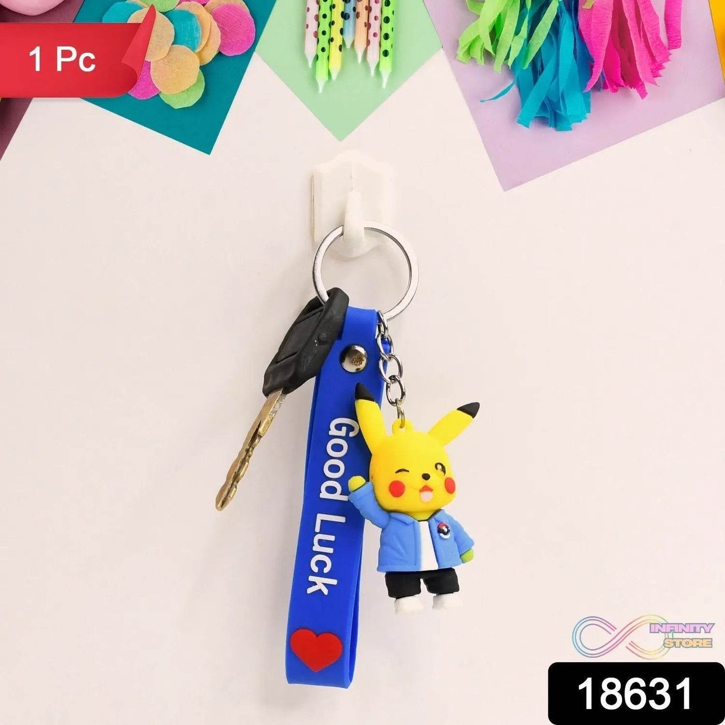 Cute Silicone 3D Key Chain with Metal Hook & Strap (Pack of 1) - infinityexculsivestore.com