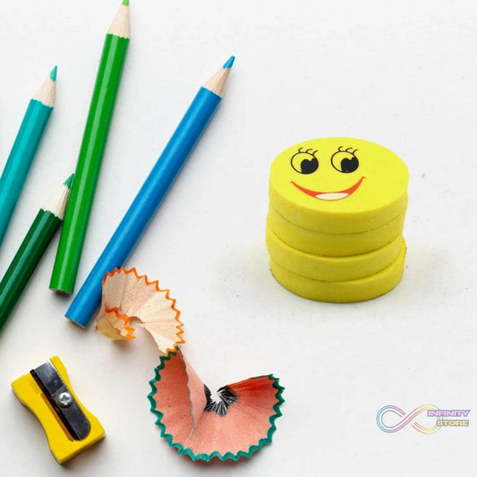 Cute Smile Emoji Erasers, Cute Smile Face Rubber Eraser Dentist Dental Clinic School Kid for School Going Kids/Birthday Party Return Gift Set (4pc Set) - infinityexculsivestore.com