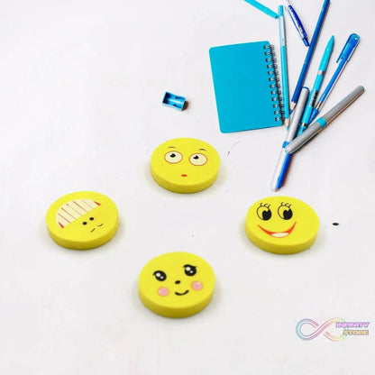 Cute Smile Emoji Erasers, Cute Smile Face Rubber Eraser Dentist Dental Clinic School Kid for School Going Kids/Birthday Party Return Gift Set (4pc Set) - infinityexculsivestore.com