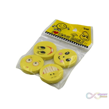 Cute Smile Emoji Erasers, Cute Smile Face Rubber Eraser Dentist Dental Clinic School Kid for School Going Kids/Birthday Party Return Gift Set (4pc Set) - infinityexculsivestore.com