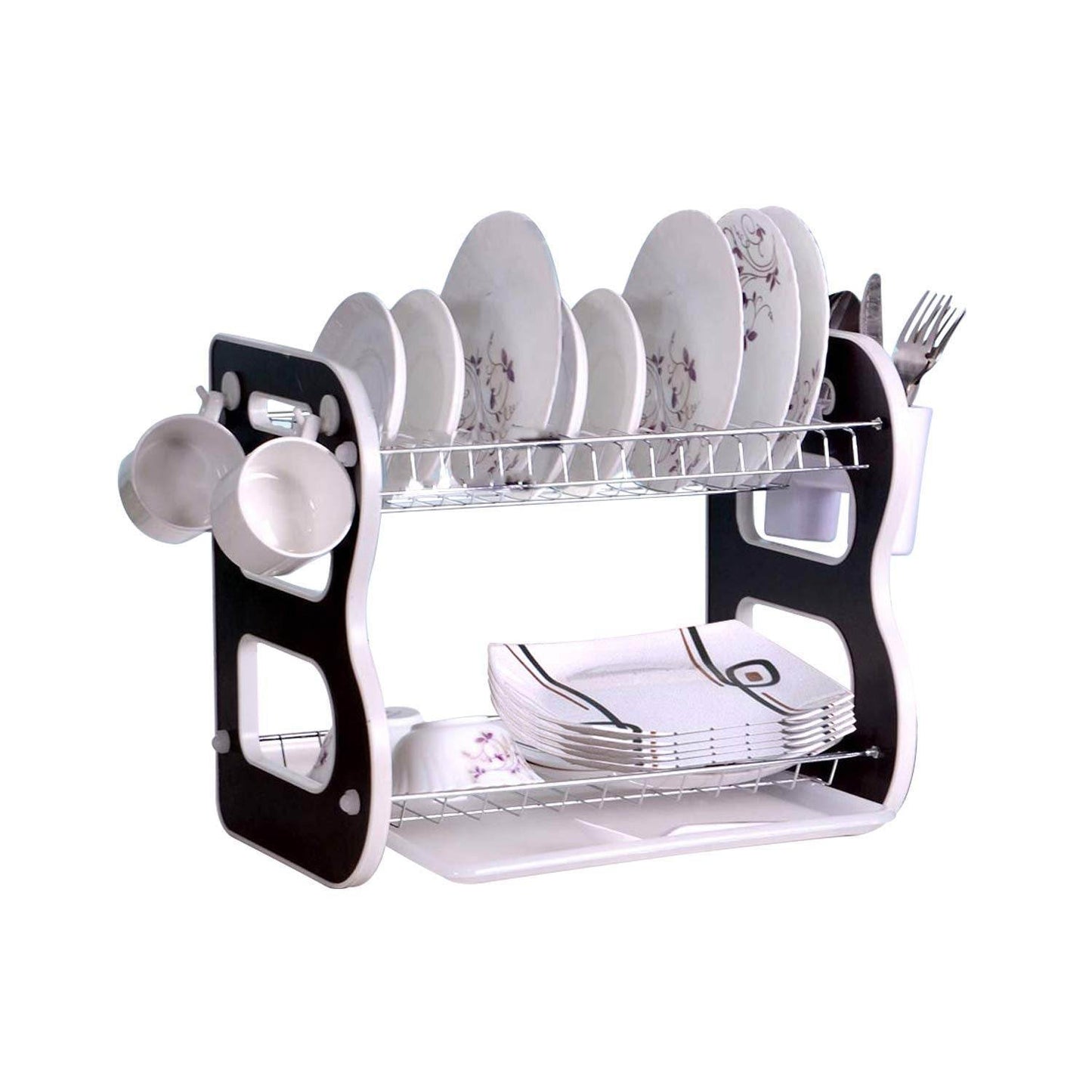 DISH DRAINER TWO LAYER DISH DRYING RACK WITH DRAIN BOARD - infinityexculsivestore.com