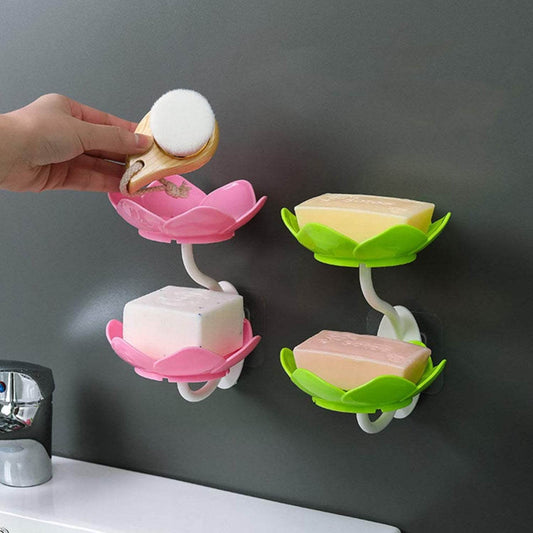Dabble Layer Flower Self Draining Soap Dish Holder, Bathroom Shower Soap Holder Dish Storage Plate Tray for Bathroom, Kitchen, Bathtub - infinityexculsivestore.com