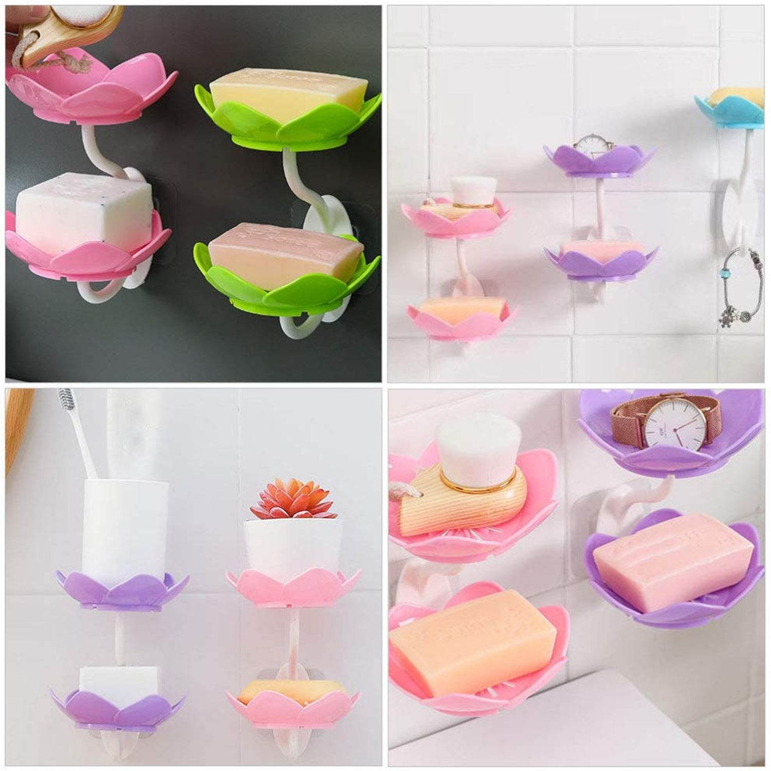 Dabble Layer Flower Self Draining Soap Dish Holder, Bathroom Shower Soap Holder Dish Storage Plate Tray for Bathroom, Kitchen, Bathtub - infinityexculsivestore.com