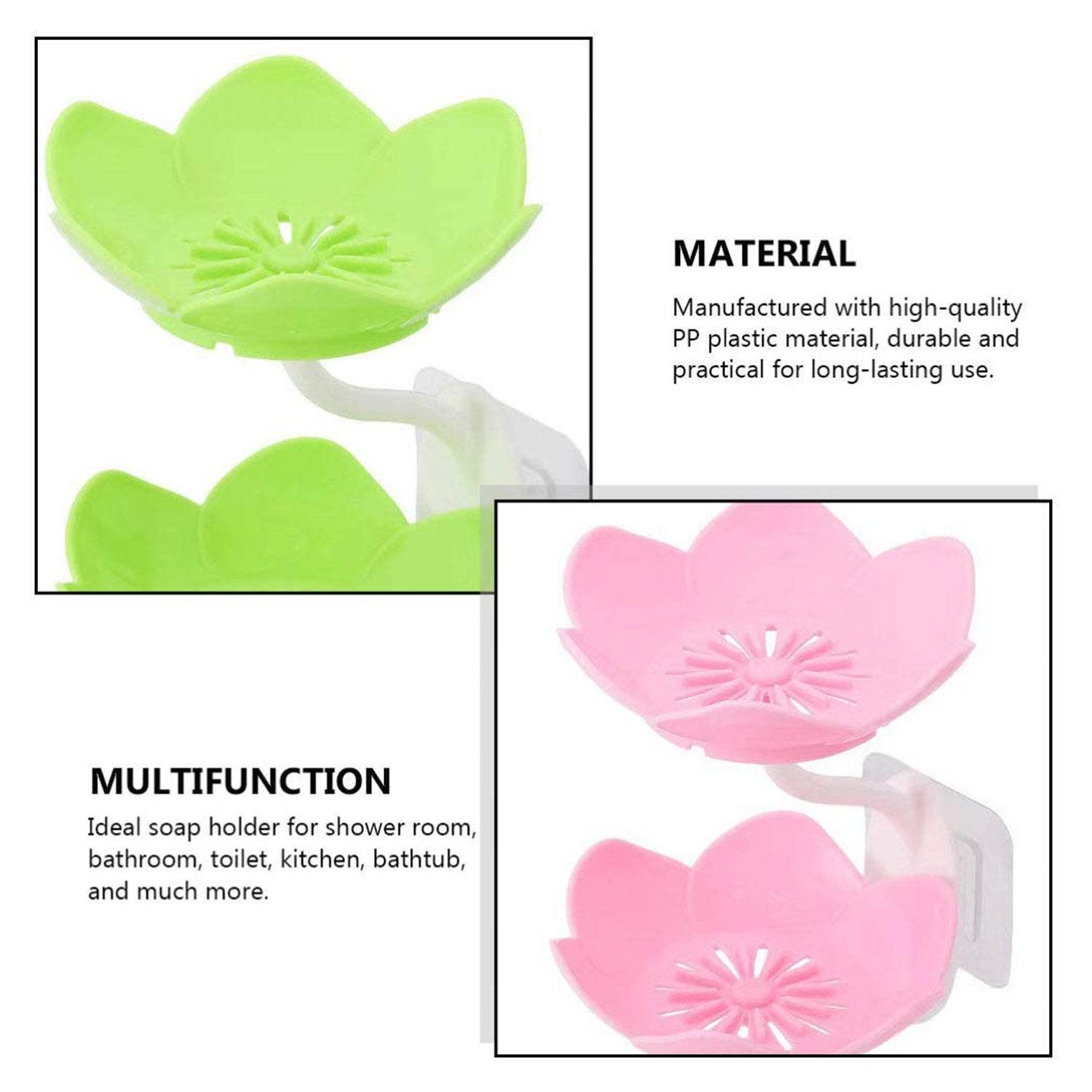 Dabble Layer Flower Self Draining Soap Dish Holder, Bathroom Shower Soap Holder Dish Storage Plate Tray for Bathroom, Kitchen, Bathtub - infinityexculsivestore.com