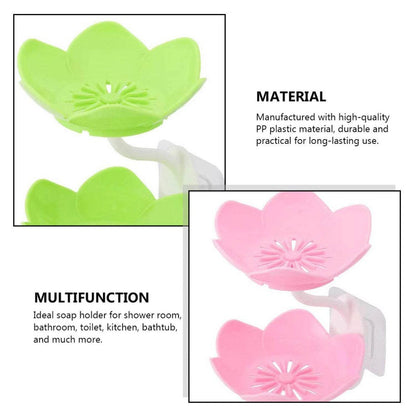 Dabble Layer Flower Self Draining Soap Dish Holder, Bathroom Shower Soap Holder Dish Storage Plate Tray for Bathroom, Kitchen, Bathtub - infinityexculsivestore.com