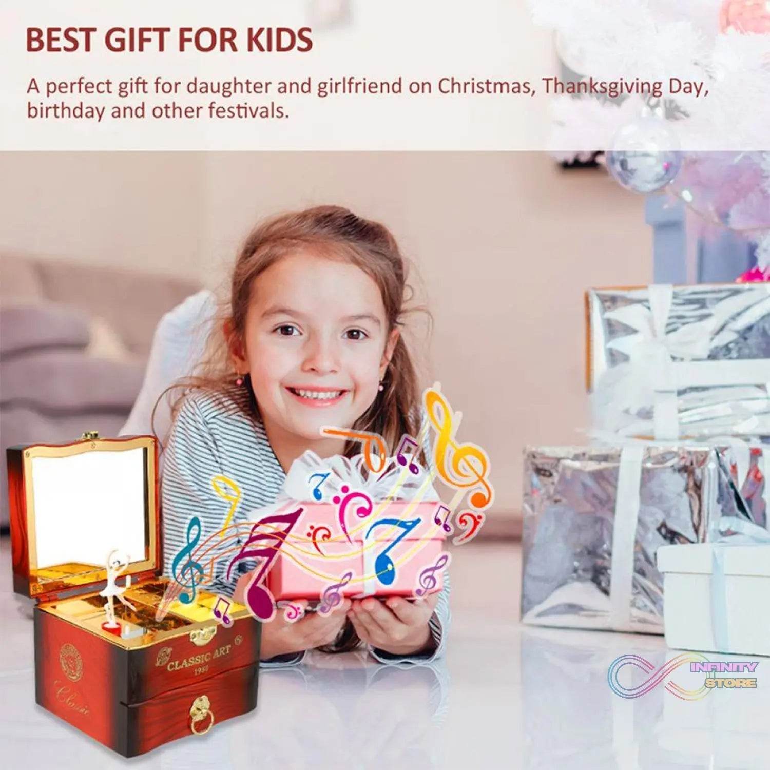 Dancer Ballerina Piano Music Box Hand Crank Music Plastic Box Gift (1 Pc) - infinityexculsivestore.com