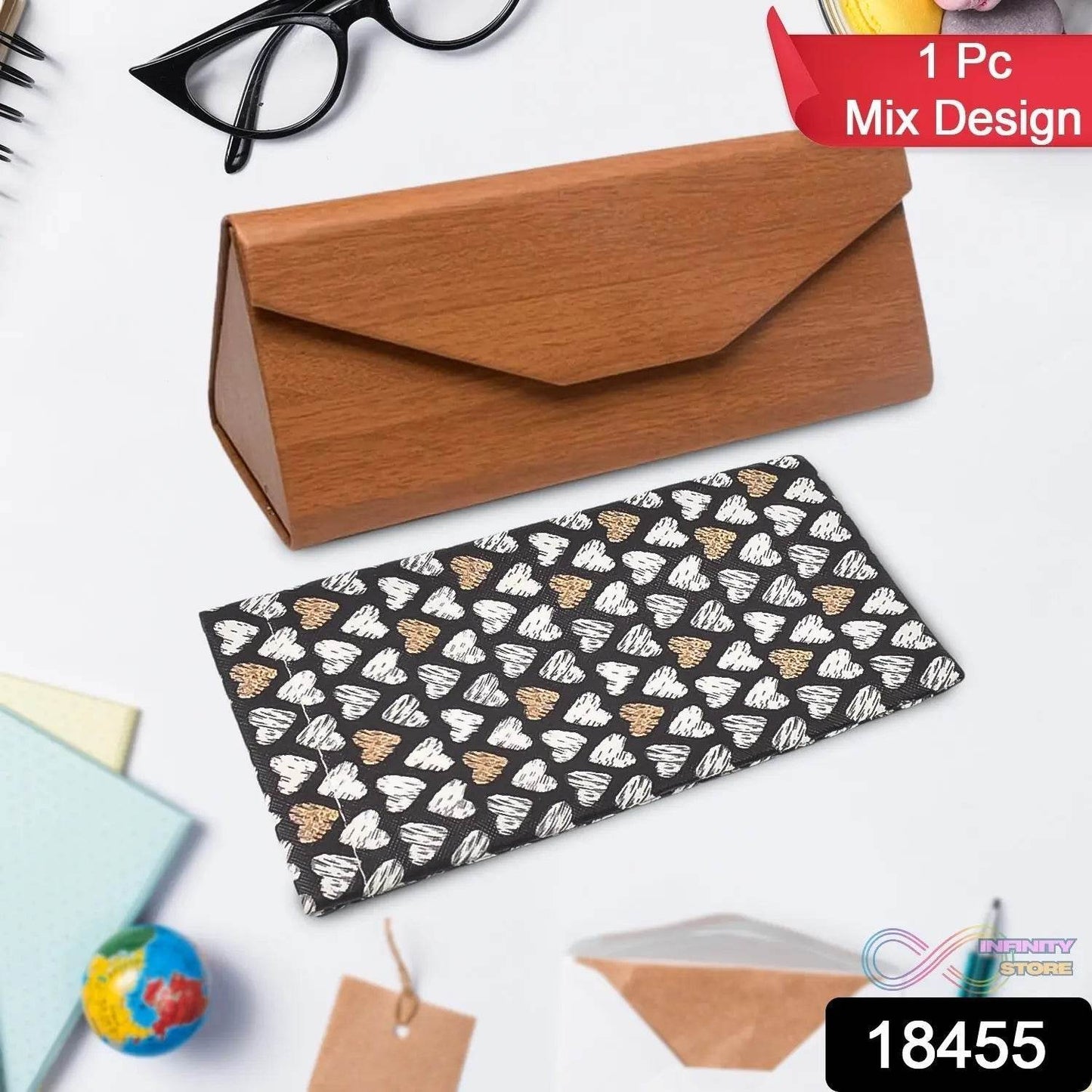 Decorative Glasses Case Eyeglasses Holder Storage Box (1 Pc / Mix color & Design) - infinityexculsivestore.com