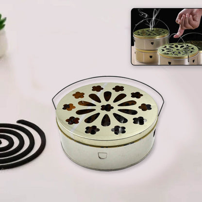 Decorative Mosquito Coil Holder Mosquito Coil Container, Incense Holder Safe Burning Coil Tray for Home Patio Pool Side Outdoor, Metal Tray - infinityexculsivestore.com