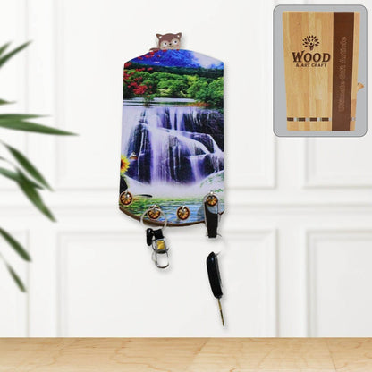Decorative Wooden Vertical Scenery with Hooks for Wall Hanging - infinityexculsivestore.com