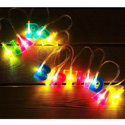 Decoratives Plastic Happy Birthday 13 LED Letter Battery Operated String Lights, Outdoor String Lights (Multicolour) - infinityexculsivestore.com