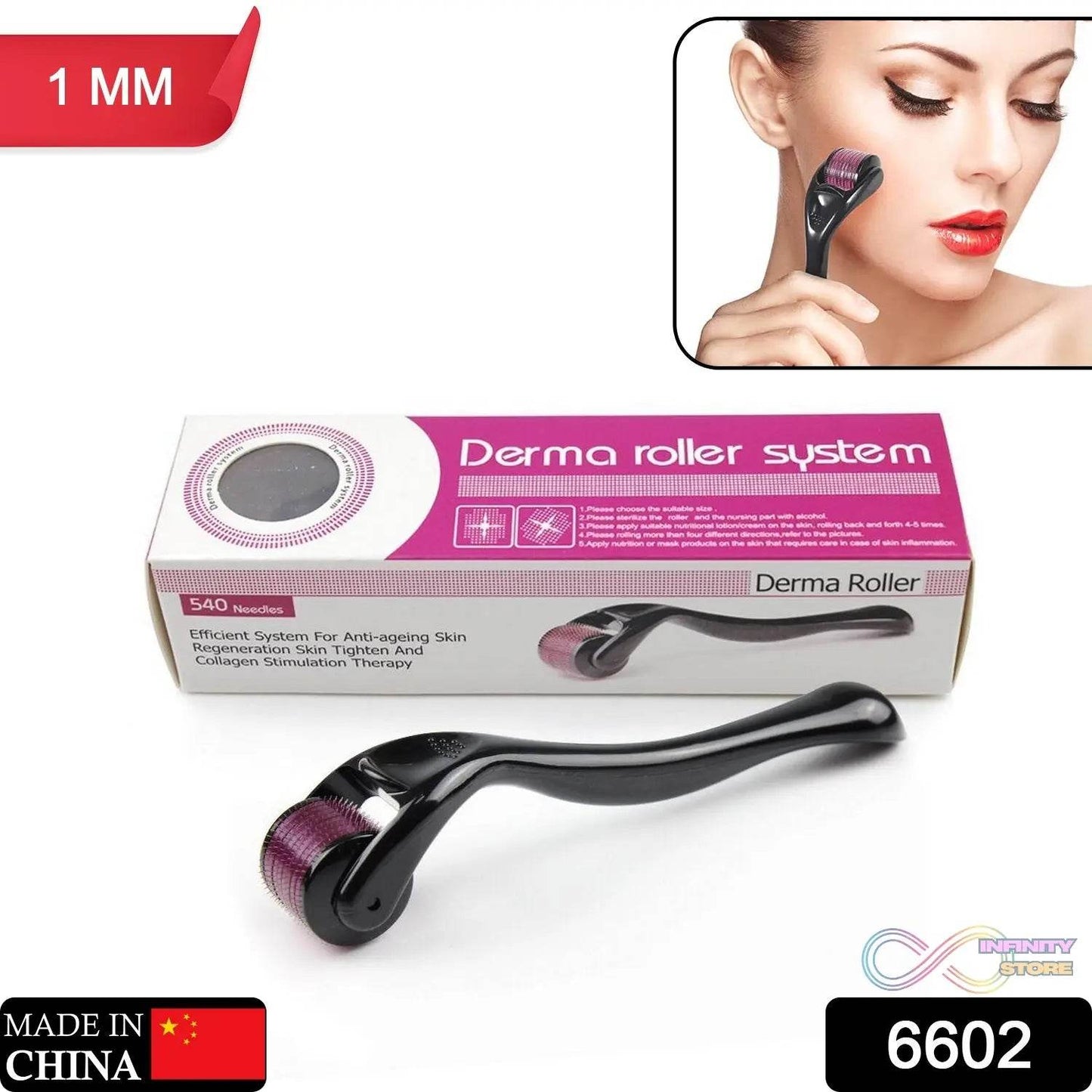 Derma Roller Anti Ageing and Facial Scrubs & Polishes Scar Removal Hair Regrowth (1mm) - infinityexculsivestore.com