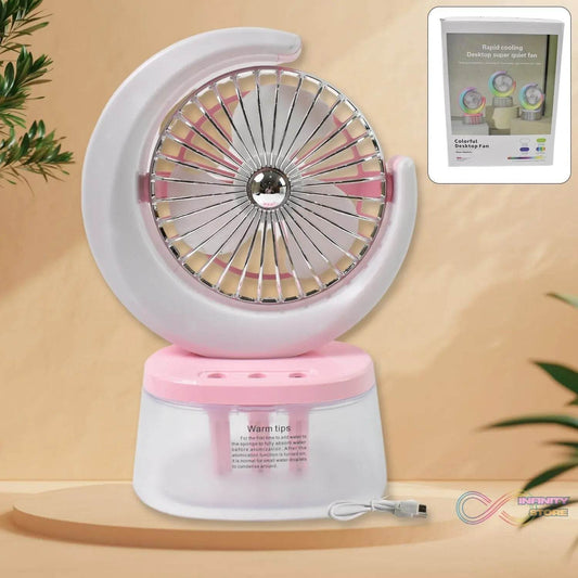 Desktop Fan - Camping Fan with LED Light, Portable Humidifying Fan (1 Pc / Plug & Play Fan) - infinityexculsivestore.com