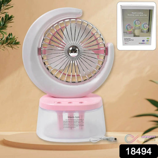 Desktop Fan - Camping Fan with LED Light, Portable Humidifying Fan (1 Pc / Plug & Play Fan) - infinityexculsivestore.com