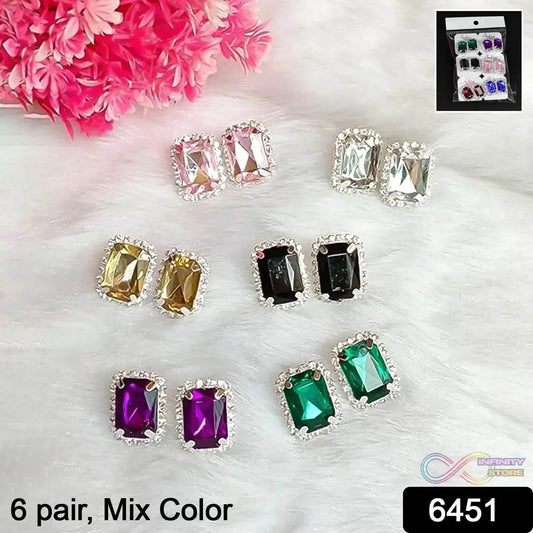 Diamond Jewellery Interchangeable Triangular Shaped Earrings (6 Pari / Mix Color & Design) - infinityexculsivestore.com