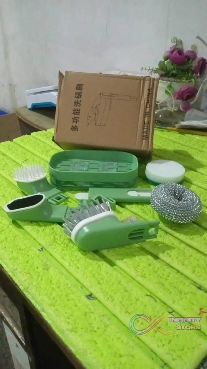 Dish Brush Set with Handle, Replacement Heads, Drain Tray in Kitchen (9 Pcs Set) - infinityexculsivestore.com