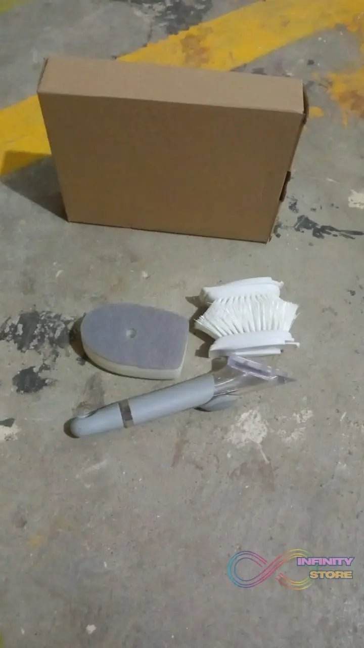 Dish Scrubber with Soap Dispenser, Soap Dispensing Dish Brush Set (1 Set / With Brown Box) - infinityexculsivestore.com