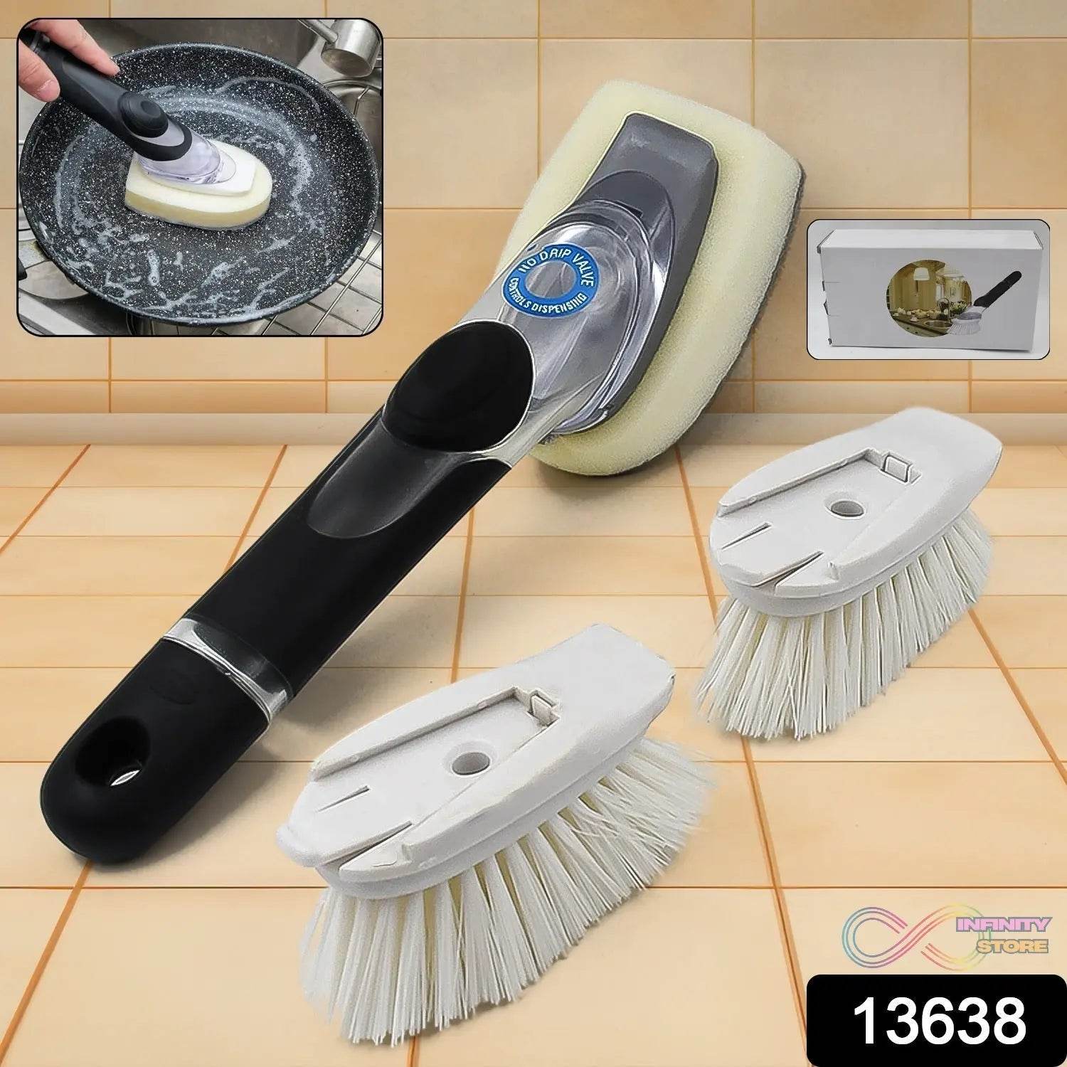 Dish Scrubber with Soap Dispenser, Soap Dispensing Dish Brush Set (1 Set) - infinityexculsivestore.com