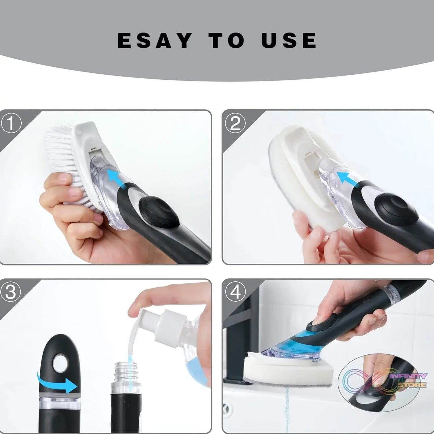 Dish Scrubber with Soap Dispenser, Soap Dispensing Dish Brush Set (1 Set) - infinityexculsivestore.com