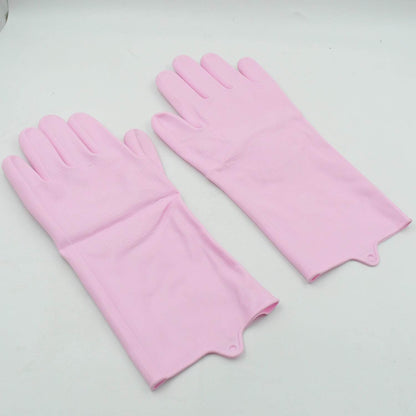 Dishwashing Gloves with Scrubber| Silicone Cleaning Reusable Scrub Gloves for Wash Dish Kitchen| Bathroom| Pet Grooming Wet and Dry Glove (1 Pair , 196Gm) - infinityexculsivestore.com