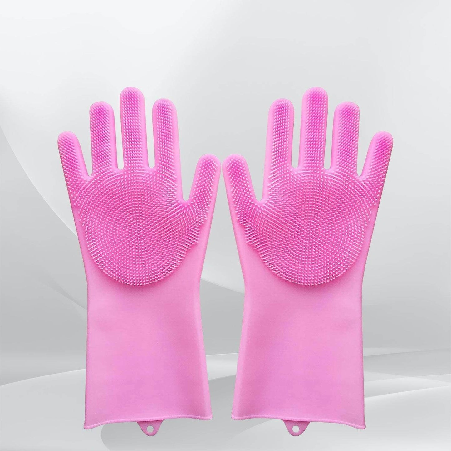 Dishwashing Gloves with Scrubber| Silicone Cleaning Reusable Scrub Gloves for Wash Dish Kitchen| Bathroom| Pet Grooming Wet and Dry Glove (1 Pair, 250 Gm) - infinityexculsivestore.com