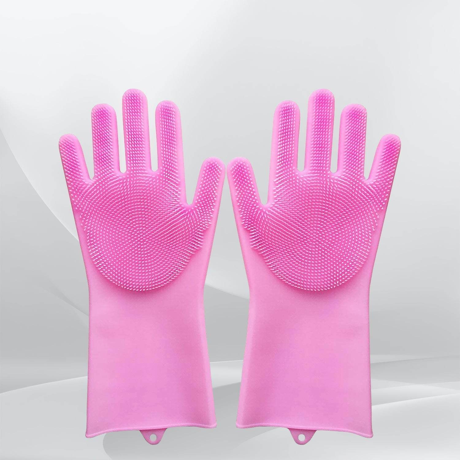 Dishwashing Gloves with Scrubber| Silicone Cleaning Reusable Scrub Gloves for Wash Dish Kitchen| Bathroom| Pet Grooming Wet and Dry Glove (1 Pair, 250 Gm) - infinityexculsivestore.com