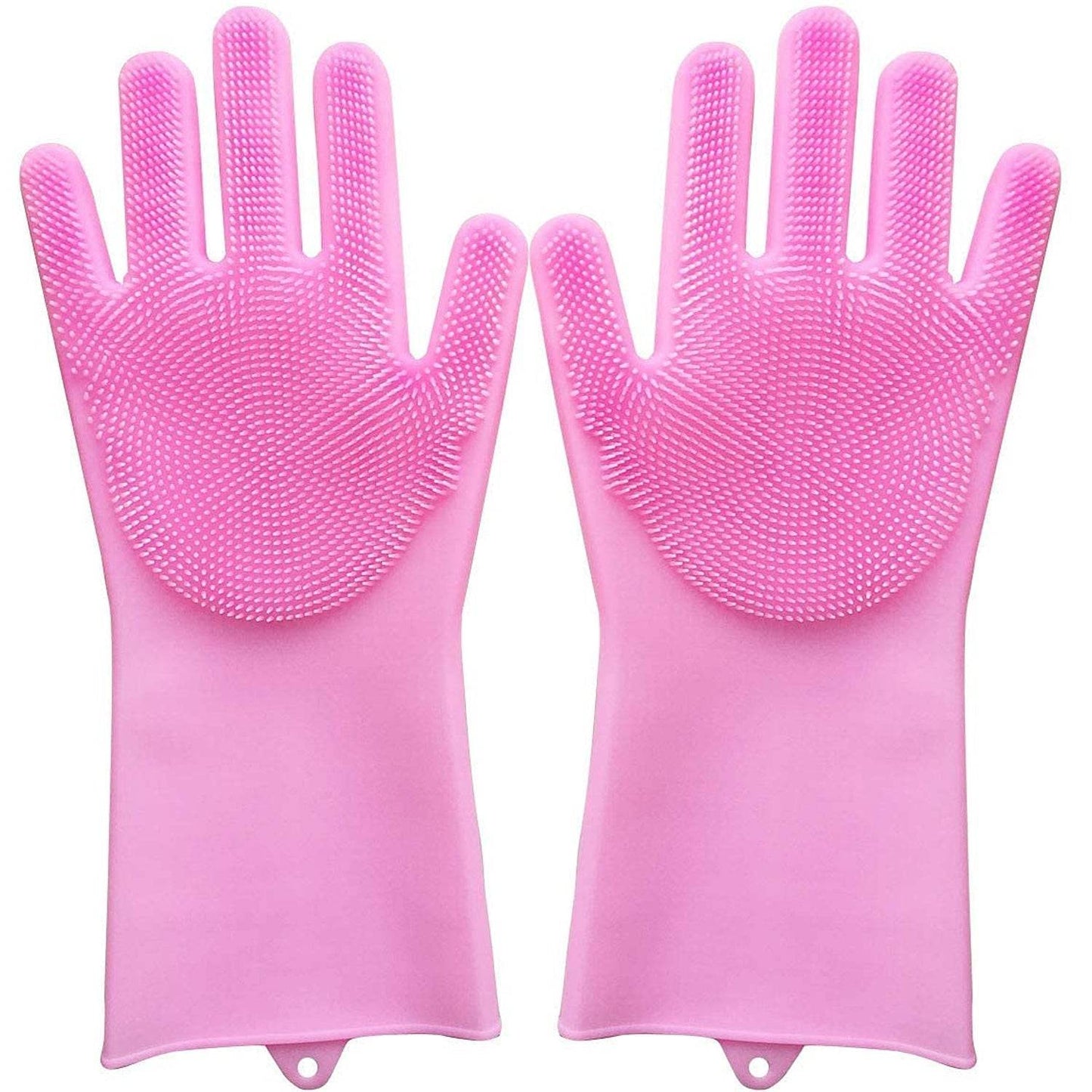 Dishwashing Gloves with Scrubber| Silicone Cleaning Reusable Scrub Gloves for Wash Dish Kitchen| Bathroom| Pet Grooming Wet and Dry Glove (1 Pair, 250 Gm) - infinityexculsivestore.com