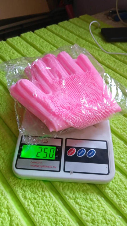 Dishwashing Gloves with Scrubber| Silicone Cleaning Reusable Scrub Gloves for Wash Dish Kitchen| Bathroom| Pet Grooming Wet and Dry Glove (1 Pair, 250 Gm) - infinityexculsivestore.com
