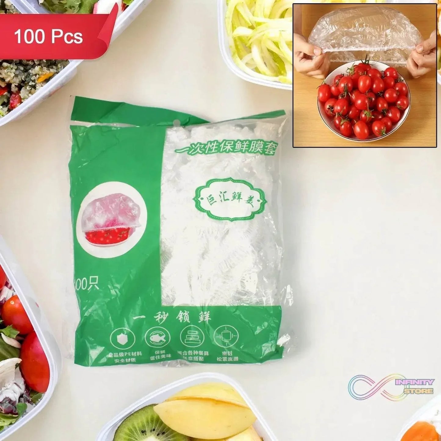 Disposable Elastic Food Storage Covers Bag (100 Pcs Set / Small) - infinityexculsivestore.com