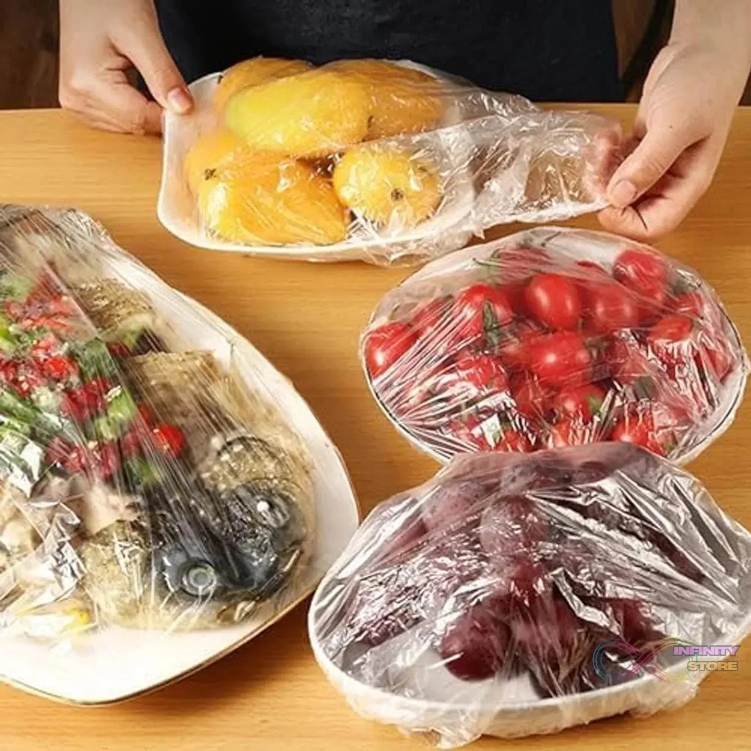 Disposable Elastic Food Storage Covers Bag (100 Pcs Set / Small) - infinityexculsivestore.com
