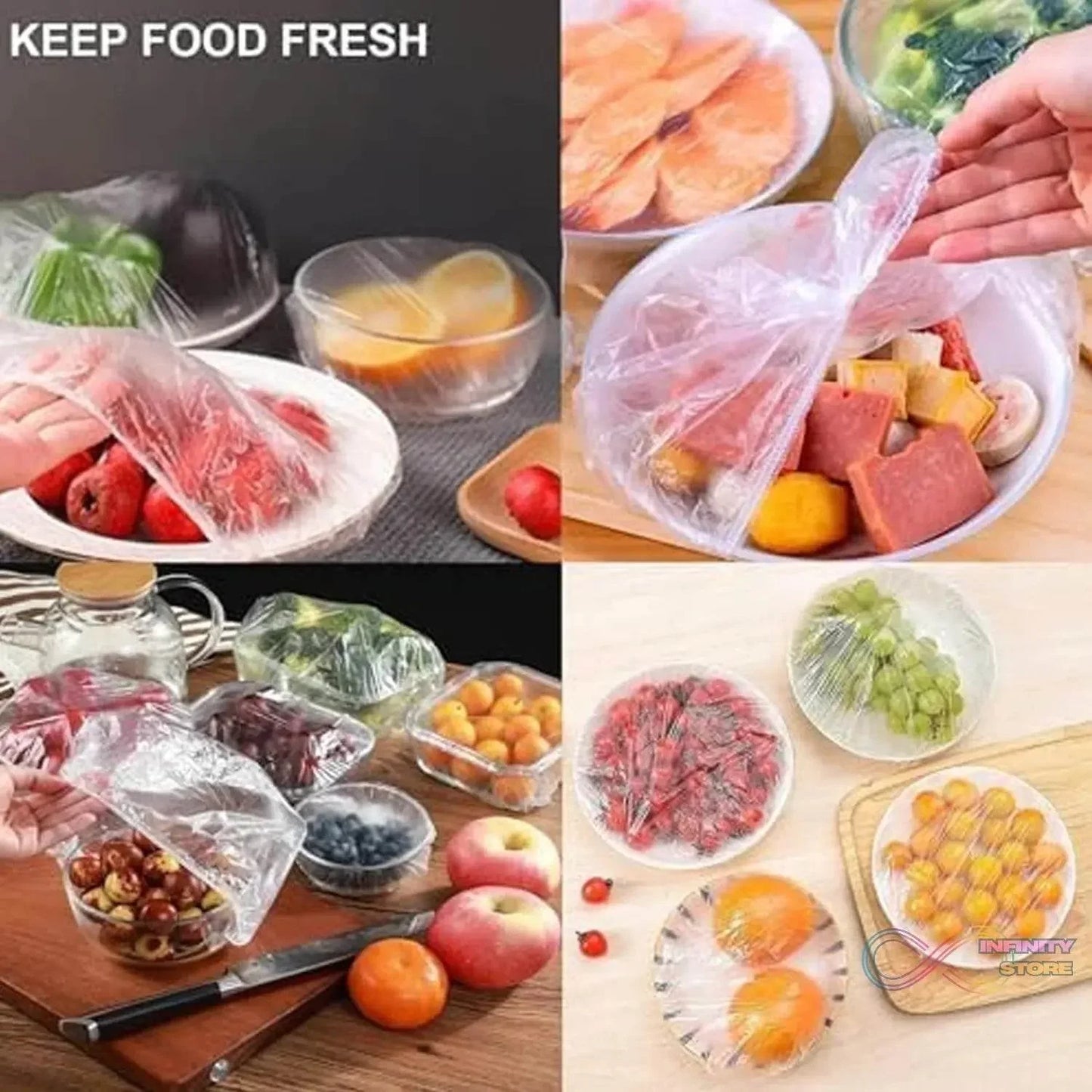 Disposable Elastic Food Storage Covers Bag (100 Pcs Set / Small) - infinityexculsivestore.com