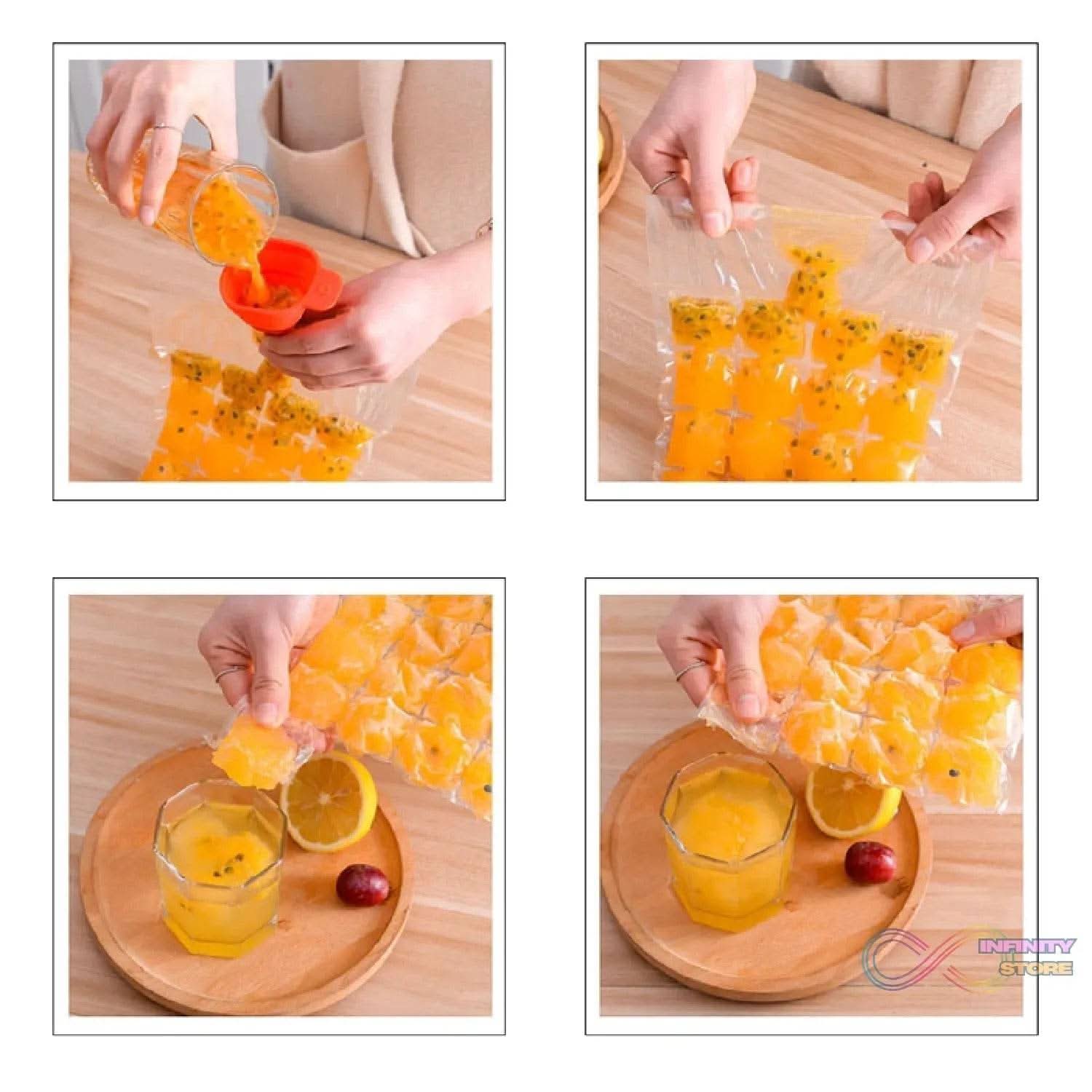 Disposable Ice Cube Bags, Stackable Easy Release Ice Cube Mold Trays Self-Seal Freezing Maker,Cold Ice Pack Cooler Bag for Cocktail Food Wine - infinityexculsivestore.com