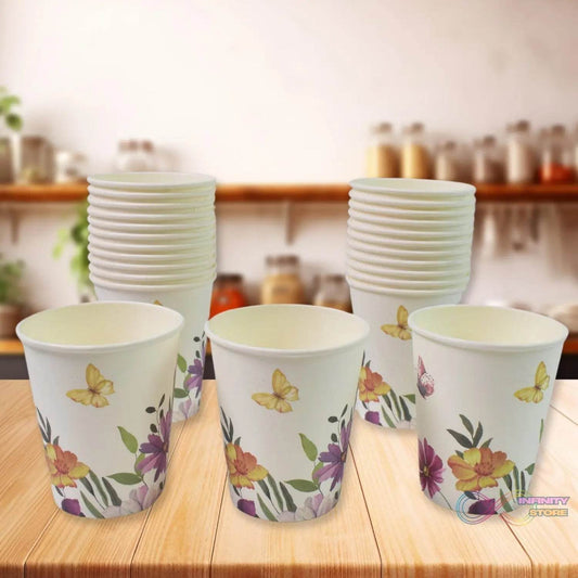 Disposable Paper Cups, Disposable Tea, Coffee Cups (24 Pcs Set / Mix Color & Design) - infinityexculsivestore.com