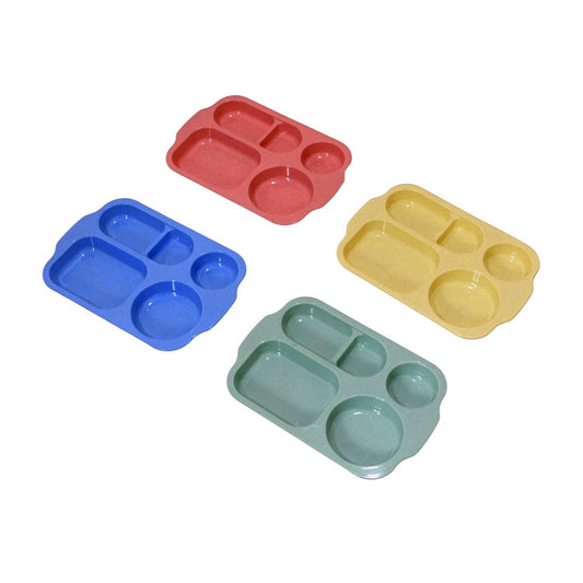 Divided Plates, 5 Compartments 32 CM Split Plates, Shatterproof Separating Plates For Kids And Adults, Microwave and Dishwasher Tableware Set, Multi-Colour, Modern (4 Pc Set) - infinityexculsivestore.com