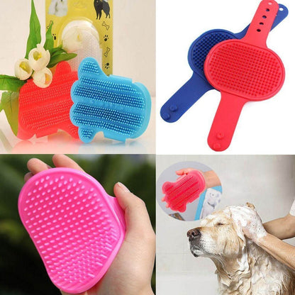 Dog Bath Brush Dog Grooming Brush, Pet Shampoo Bath Brush Soothing Massage Rubber Comb with Adjustable Ring Handle for Long Short Haired Dogs (1 Pc) - infinityexculsivestore.com