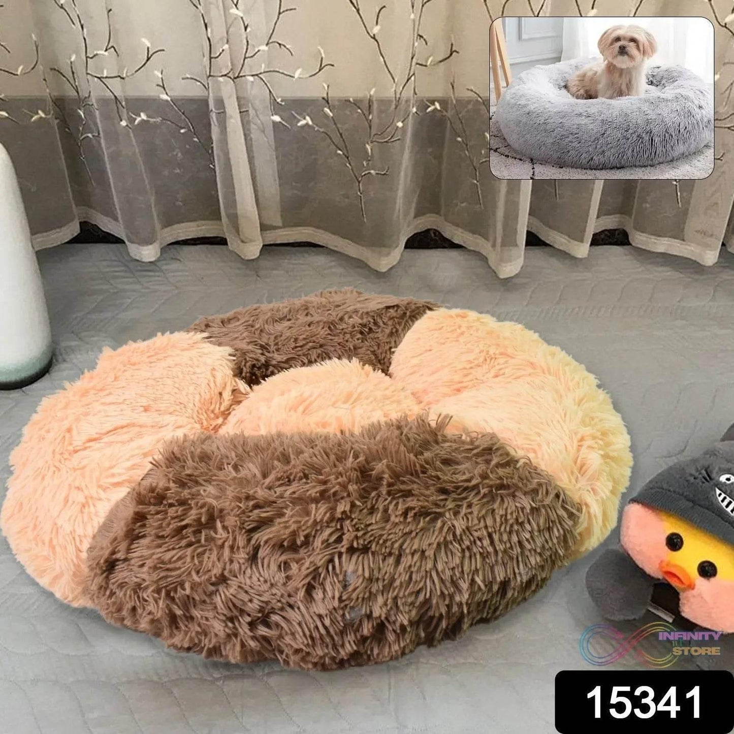 Dog Bed, Cat Bed, Bottom Calming Donut Dog Bed (1 Pc) - infinityexculsivestore.com