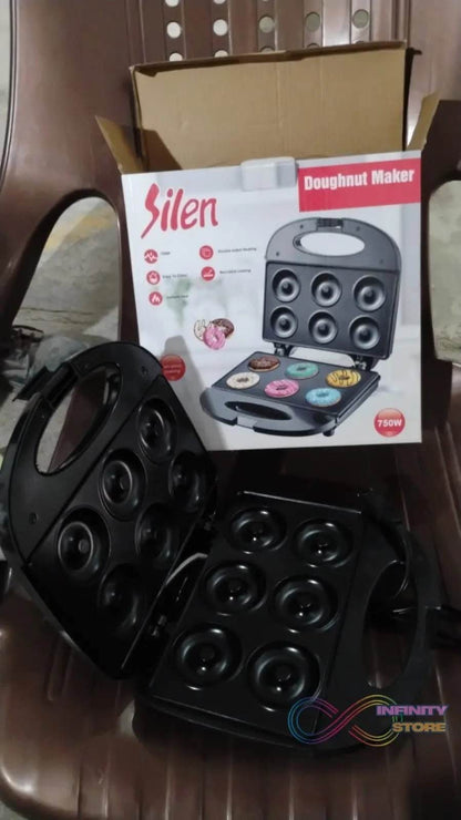Donut Maker Machine 750W Electric Donut Maker 6pcs Circle Shaped cavity (1 Pc / With 2 PIN Plug Converter 1 Pc ) - infinityexculsivestore.com