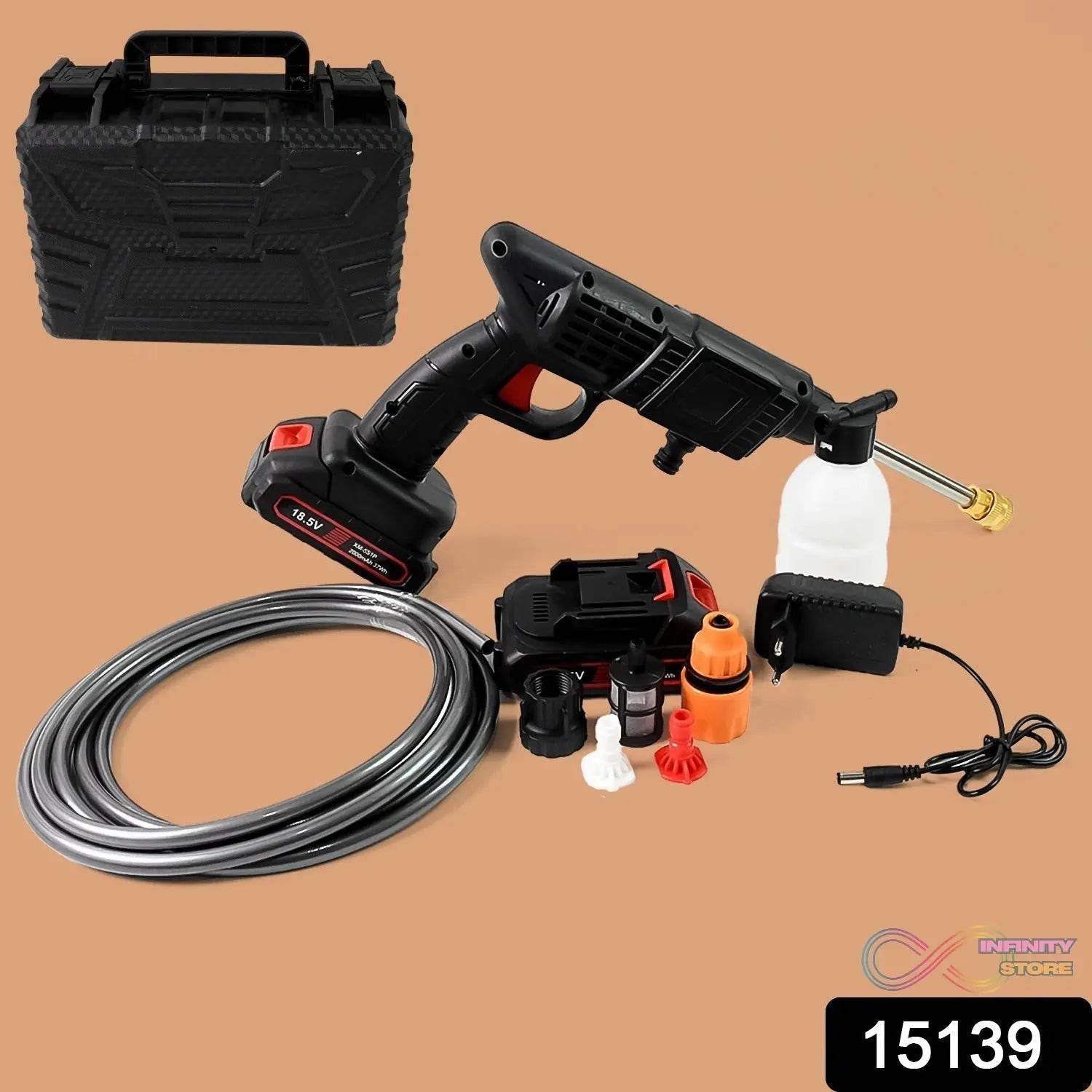 Double Battery 18.5V Rechargeable Electric, Car Washer Gun (1 Set) - infinityexculsivestore.com