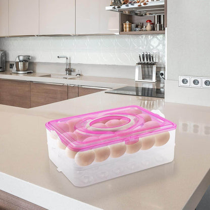Double Layer 24 Grid Egg Storage Box for Egg Storage Container - infinityexculsivestore.com
