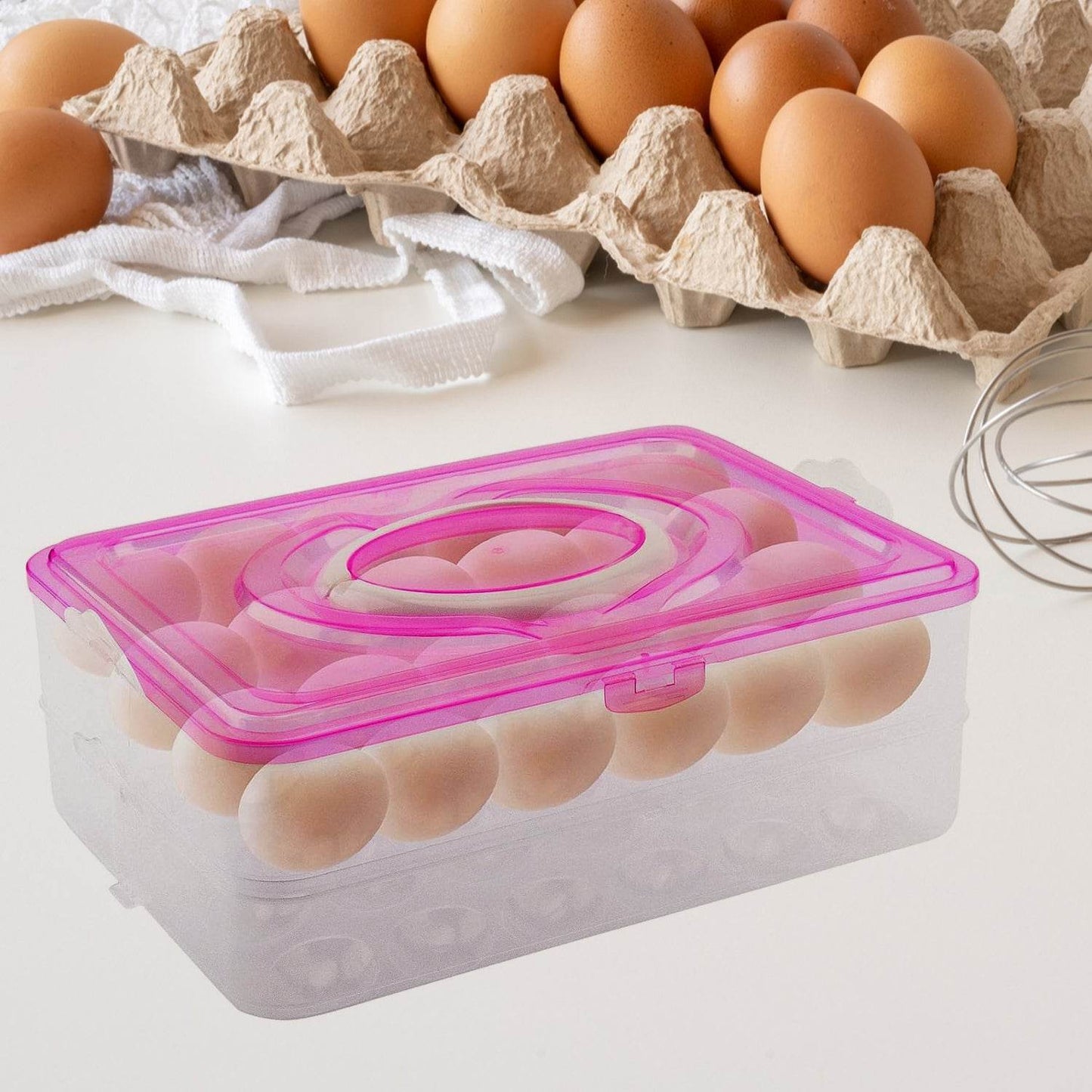 Double Layer 24 Grid Egg Storage Box for Egg Storage Container - infinityexculsivestore.com