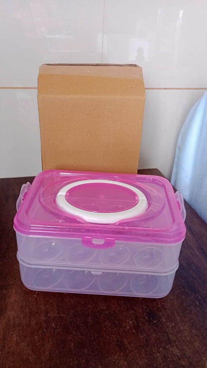 Double Layer 24 Grid Egg Storage Box for Egg Storage Container - infinityexculsivestore.com
