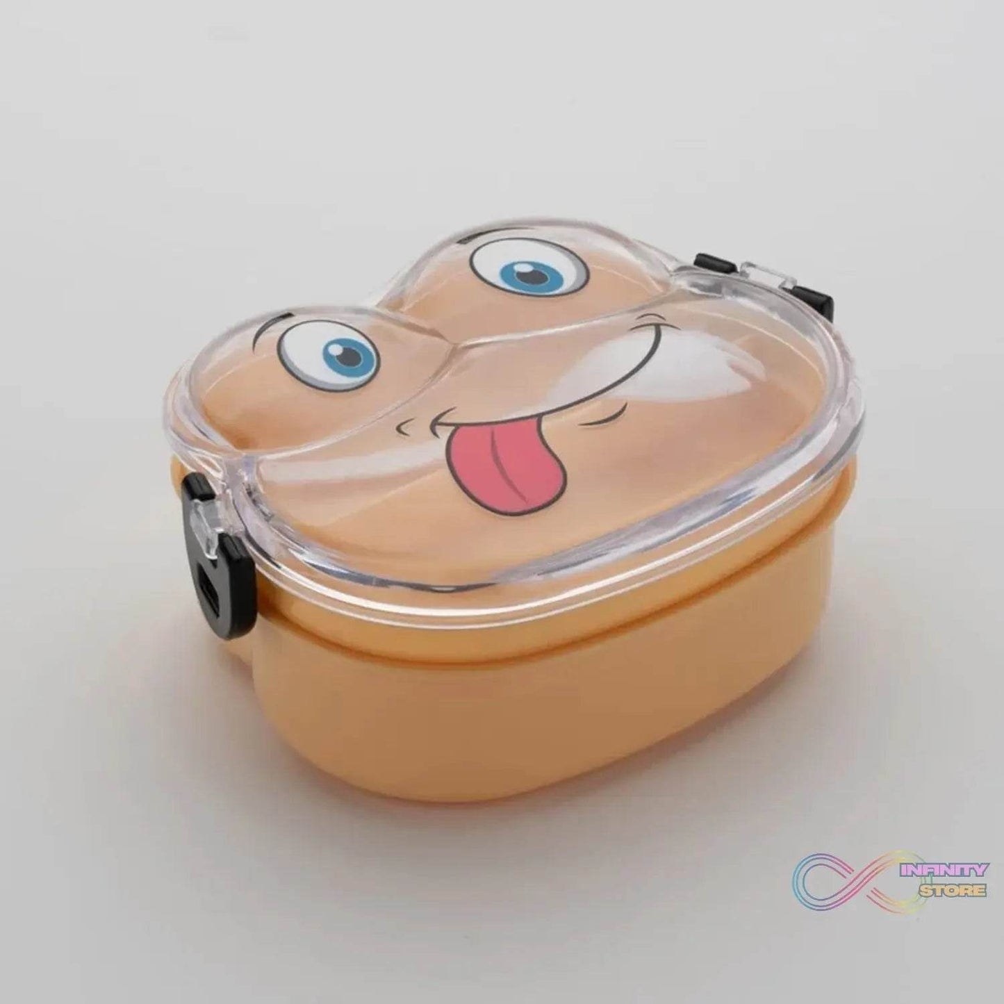 Double Layer Froggy Shape Lunch Box with Spoon (1 Pc / Mix Color) - infinityexculsivestore.com